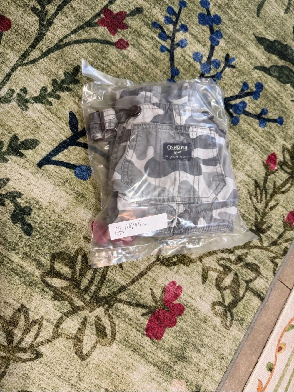 Y2K OshKosh B'gosh Gray Camo Short Overalls 12 Months Baby Boy Like New